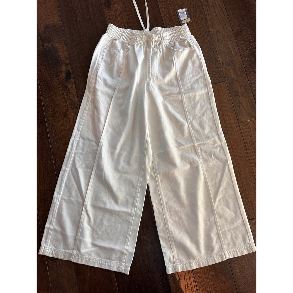 Universal Thread Women Off White Wide Leg Drawstring Elastic Waist Pants Small